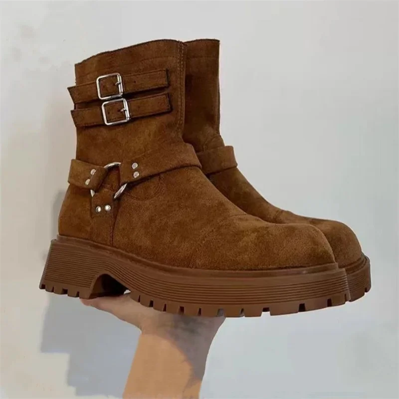Новый продукт с круглым носком Botas De Invierno Para Mujer Termicas в британском стиле на молнии
