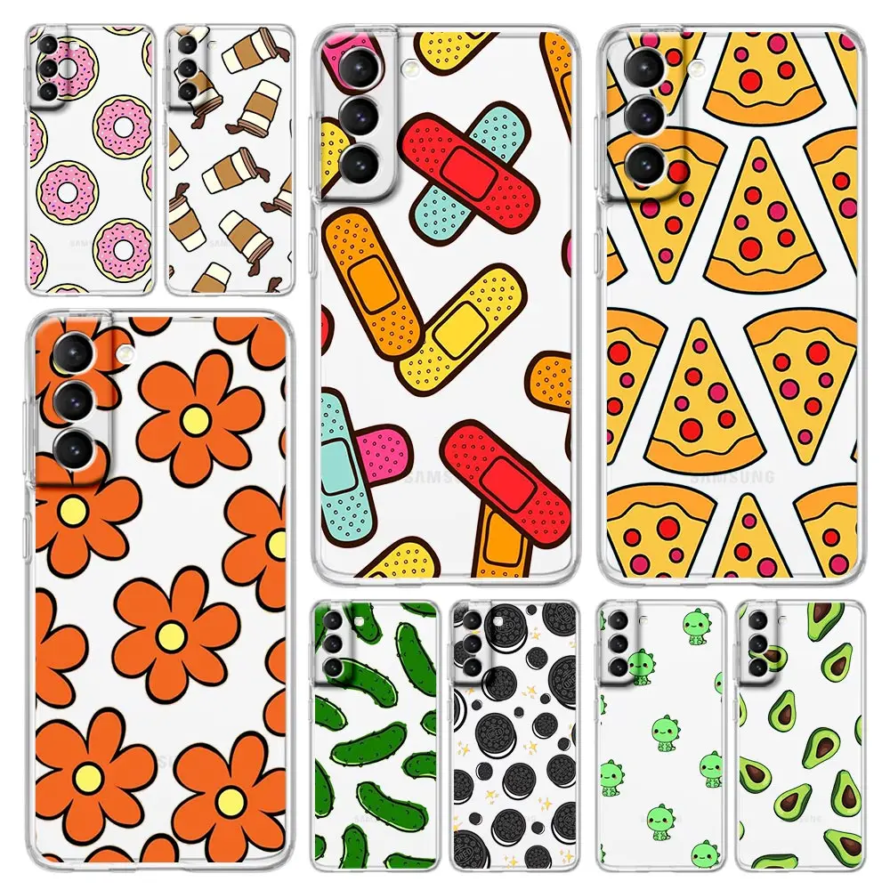 

Fashion Cute Egg Avocado Phone Case For Samsung Galaxy S22 5G S20 Ultra S21 FE 5G S10E S9 S8 S10 Plus Note 20 10 Lite Soft Cover