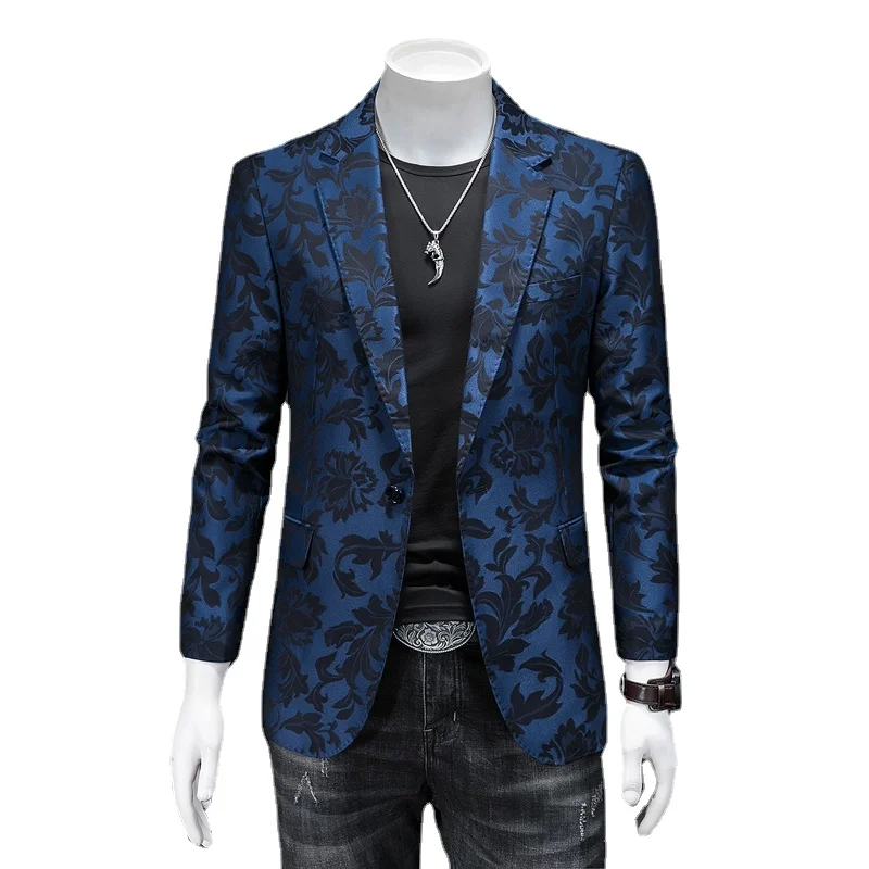 

Qj Cinga Brand Men Business Jacquard Suit Black/ Blue/Green Fashion Wedding Prom Party Dress Blazers Homme Jacket Size 5XL-S