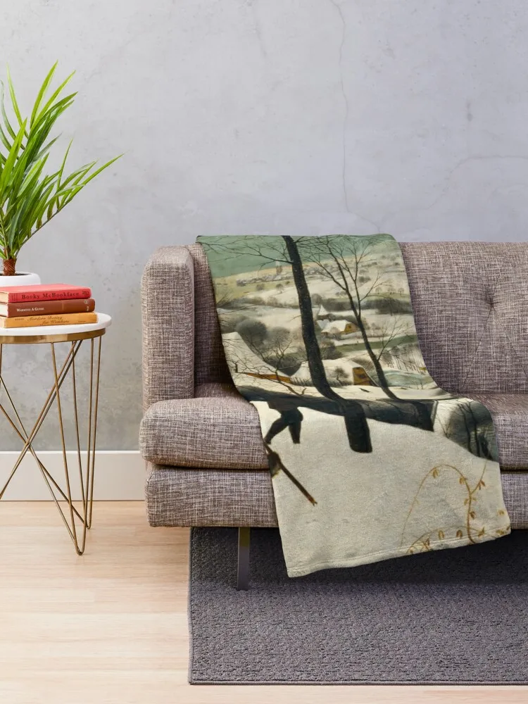 Одеяло для дивана с изображением охотников по снегу-пьестер брурекель одеяло