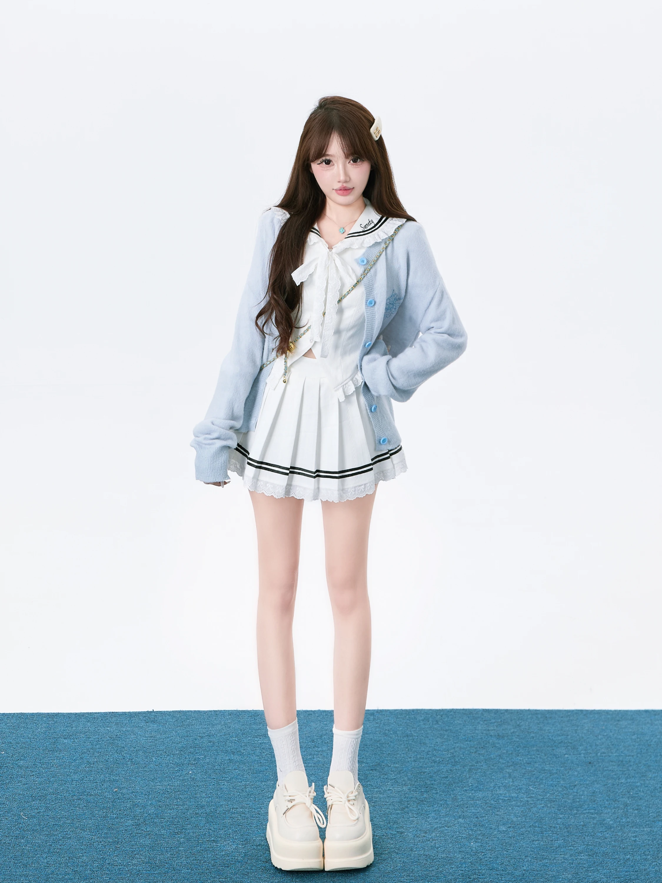 Тупой чем Sweet Soft Mohair ~ Feeling однотонный вязаный кардиган с вышивкой верхняя одежда