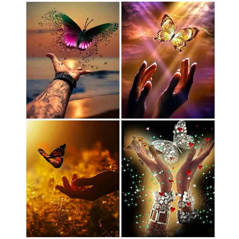 

Diamond Embroidery Butterfly Cross Stitch Full Round Diamond Painting Hand Rhinestones Pictures Handicrafts