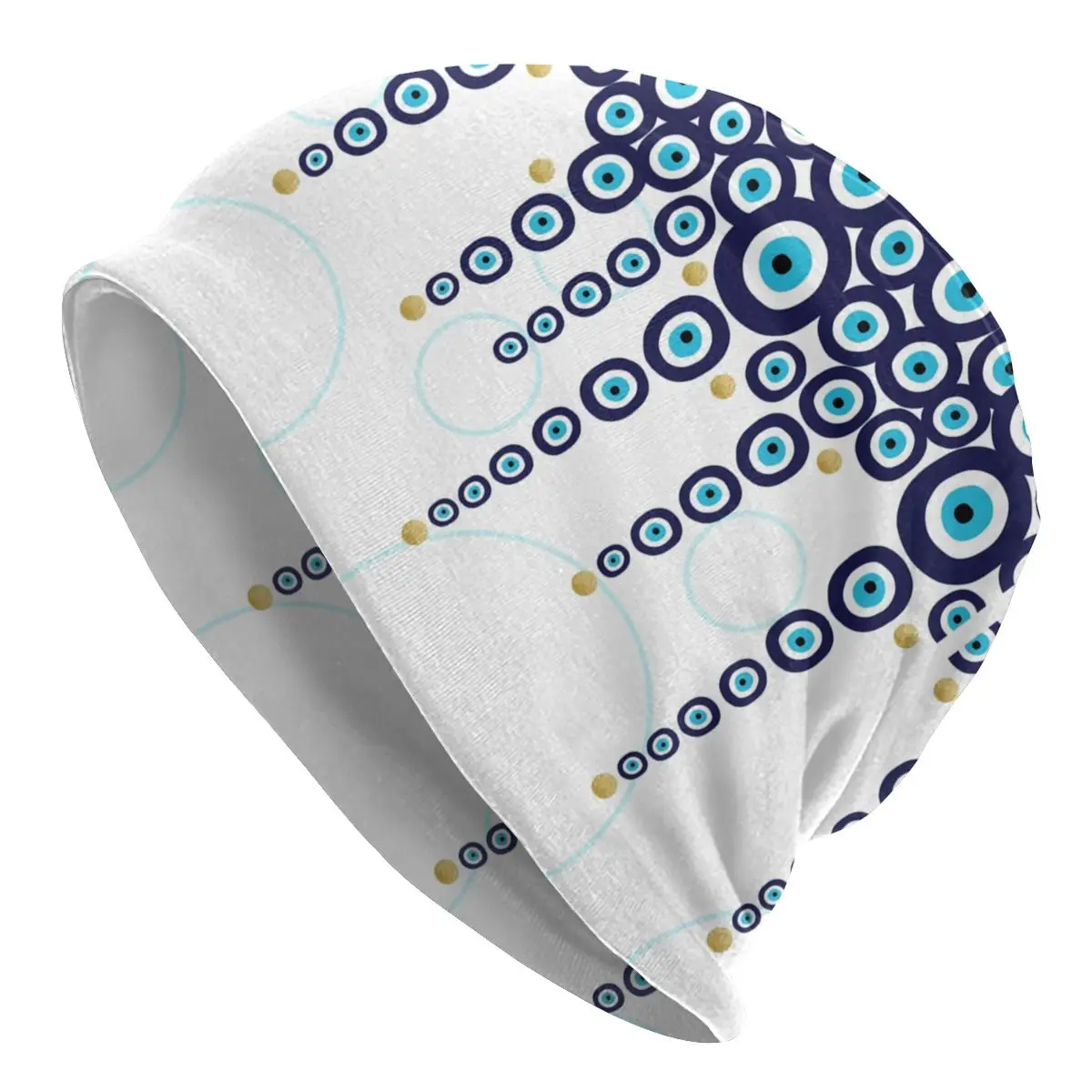 

Шапка мужская вязаная с бисером и бисером «сглаза»