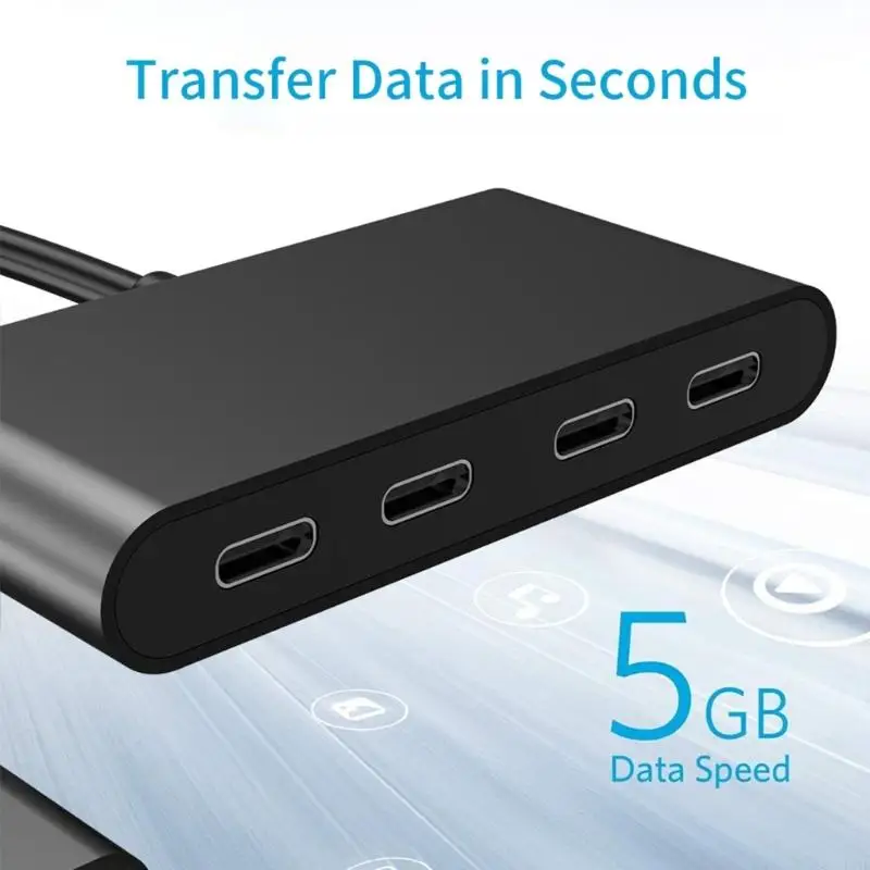 USB-кабель L41E Multiport USB C Adapter 4 Ports Type Hub для высокоскоростных передачи данных Macbooks