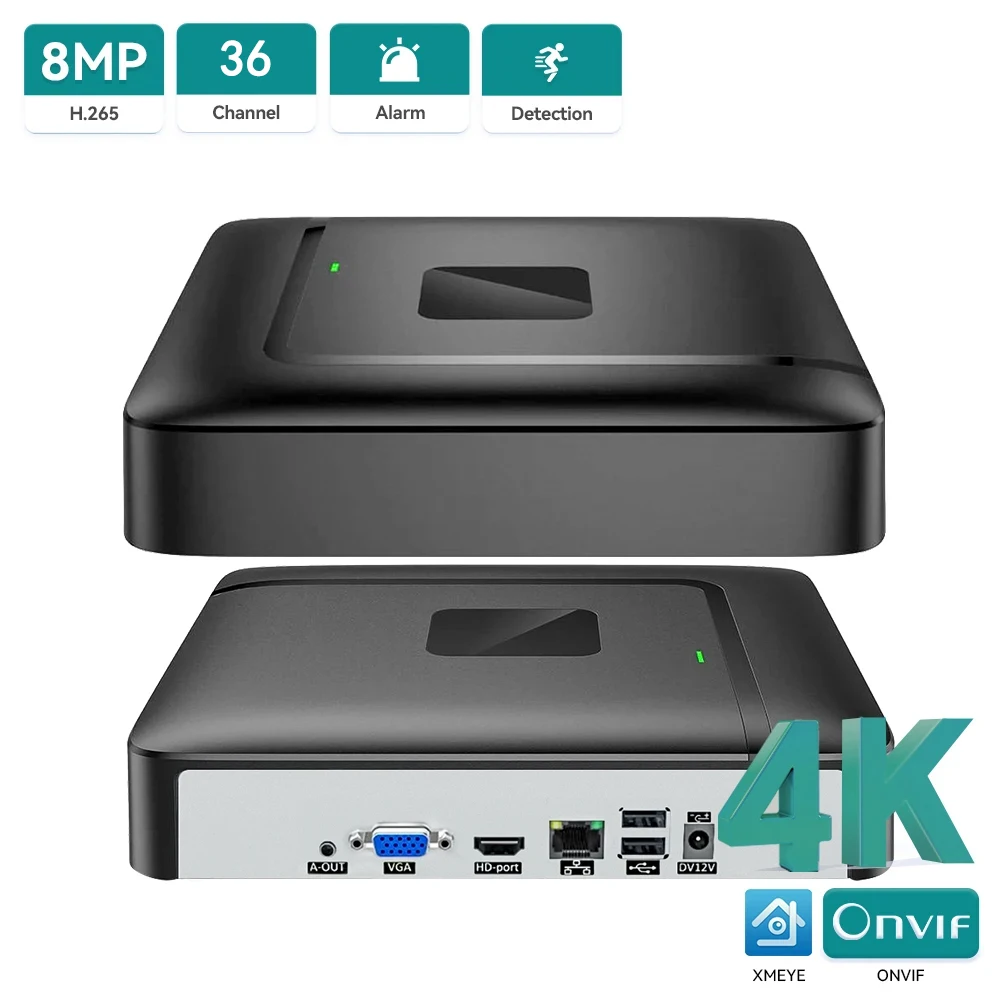 Фото Видеорегистратор Hamrolte H.265 CCTV NVR 10/16/36-канальный 4K Mini Network Video Recorder с облачным распознаванием лиц IE Cloud и поддержкой Xmeye, P2P №2