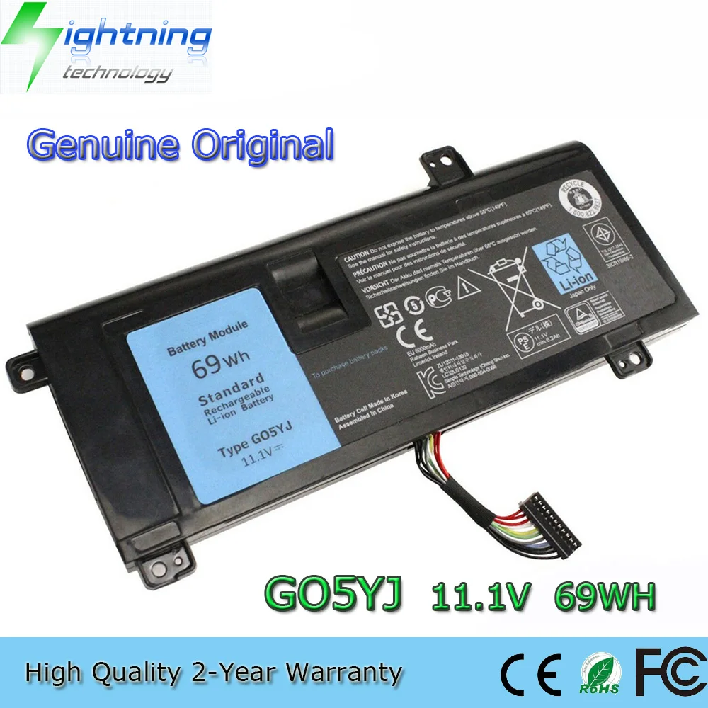 Фото Оригинальный аккумулятор для ноутбука G05YJ 11,1 В 69 Втч для Dell 14 A14 M14X R3 R4 GO5YJ Y3PN0 8X70T №1