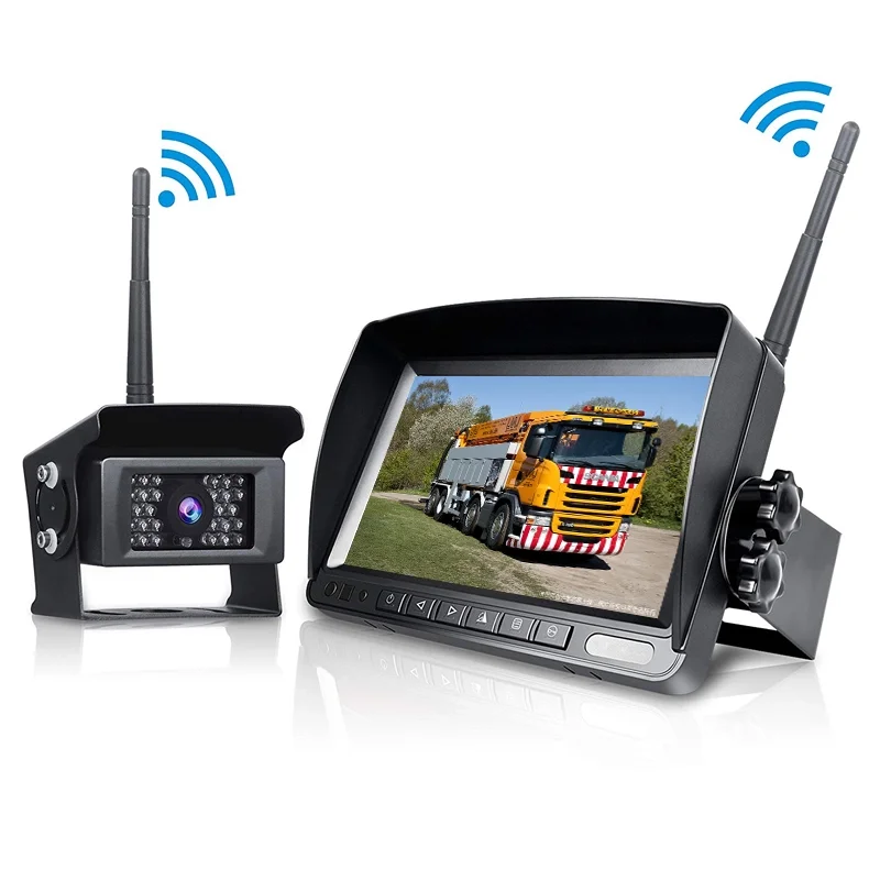 

Heavy duty 2.4g wifi 700cd/m2 300 meter 1080p 7 inch dvr monitor wireless tractor forklift crane truck bus monitor camera system