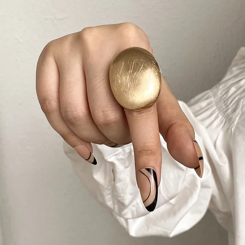 Модные эластичные регулируемые кольца ALLYES из веревки для женщин и мужчин, матовое массивное кольцо неправильной геометрической формы золотого цвета, очаровательные ювелирные изделия