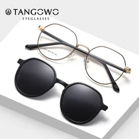 tangowo metal eyeglass frames magnetic prescription glasses women myopia optical square removable clip on sunglasses uv400