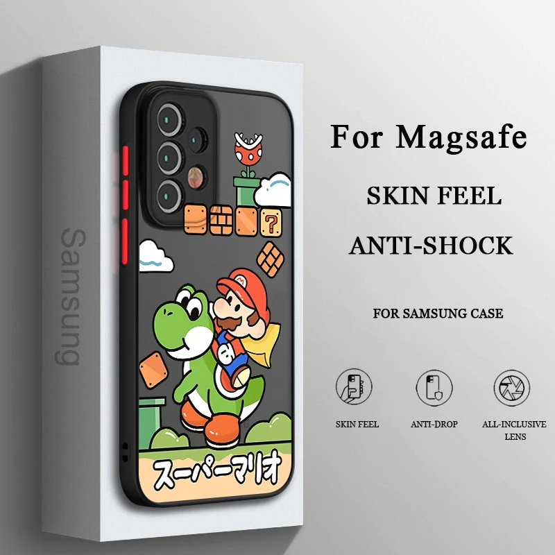 

Cartoon Super Marie Mario Phone Case For Samsung A71 A70 A50 A52 A51 A42 A32 A22 A21S A12 A33 A53 Frosted Translucent