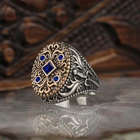 new european and american fashion punk inlaid 4 color gemstone retro ring mens ring jewelry ring to attend the banquet jewelry