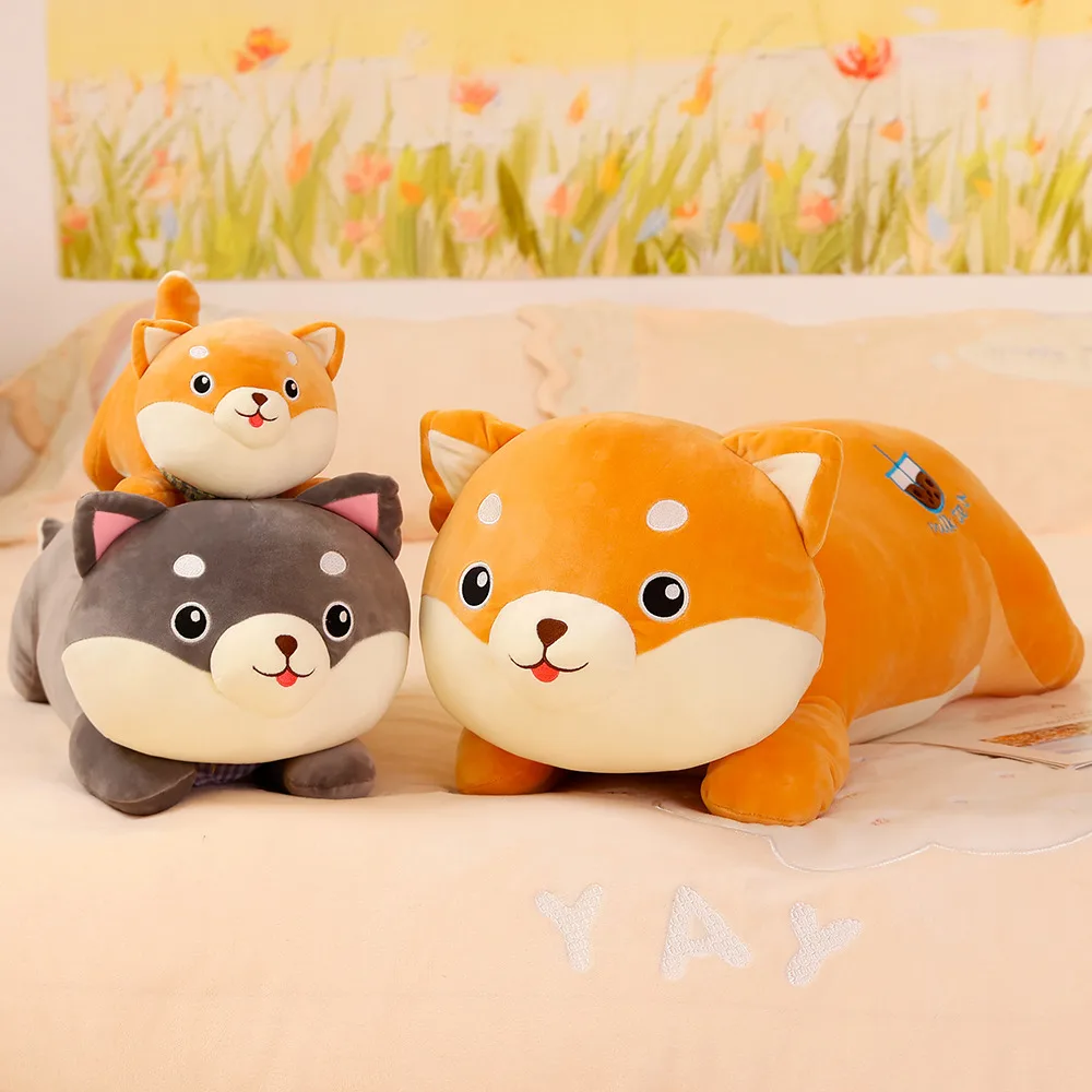 

40/65/90cm Kawaii Bubble Tea Shiba Inu Dog Plush Toy Cartoon Stuffed Doll Soft Animal Throw Pillow Sofa Bed Cushion Kids Gift