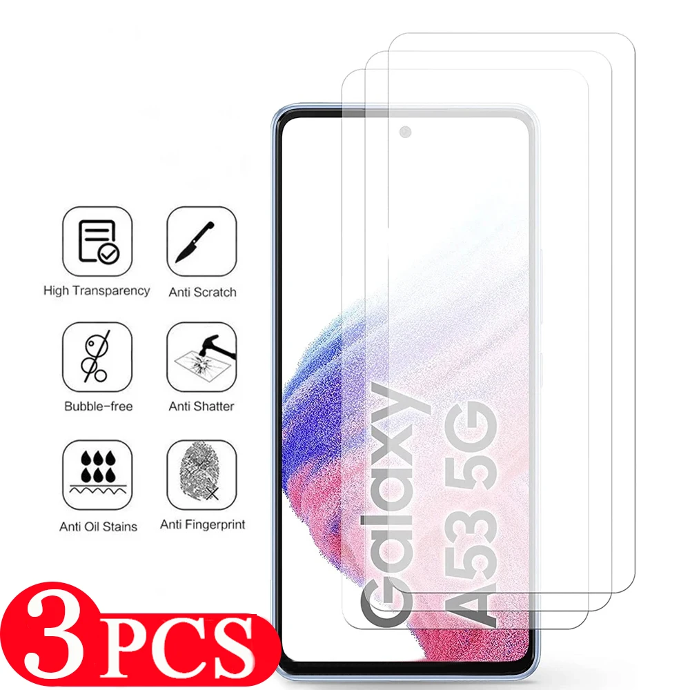 

3Pcs Tempered glass For Samsung Galaxy M54 A54 Protective film A11 A51 A52 A53 M11 M51 M52 M53 A71 A72 A73 A91 screen protector