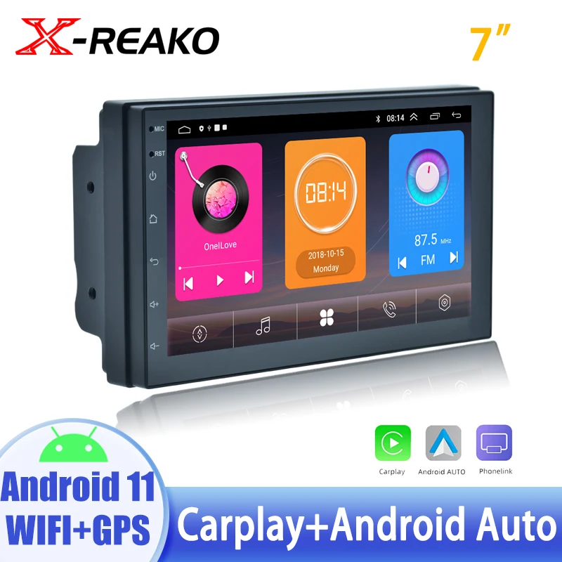 

X-REAKO 2 Din Android 11 7-дюймовый автомобильный мультимедийный видеоплеер Универсальный 2DIN стерео радио GPS Bluetooth автомобильное аудио Wifi USB Carplay