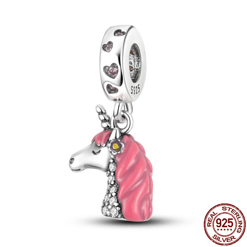 

plata charms of ley 925 original fit pandora 925 original bracelet 925 silver unicorn beads charm diy women pendant jewelry