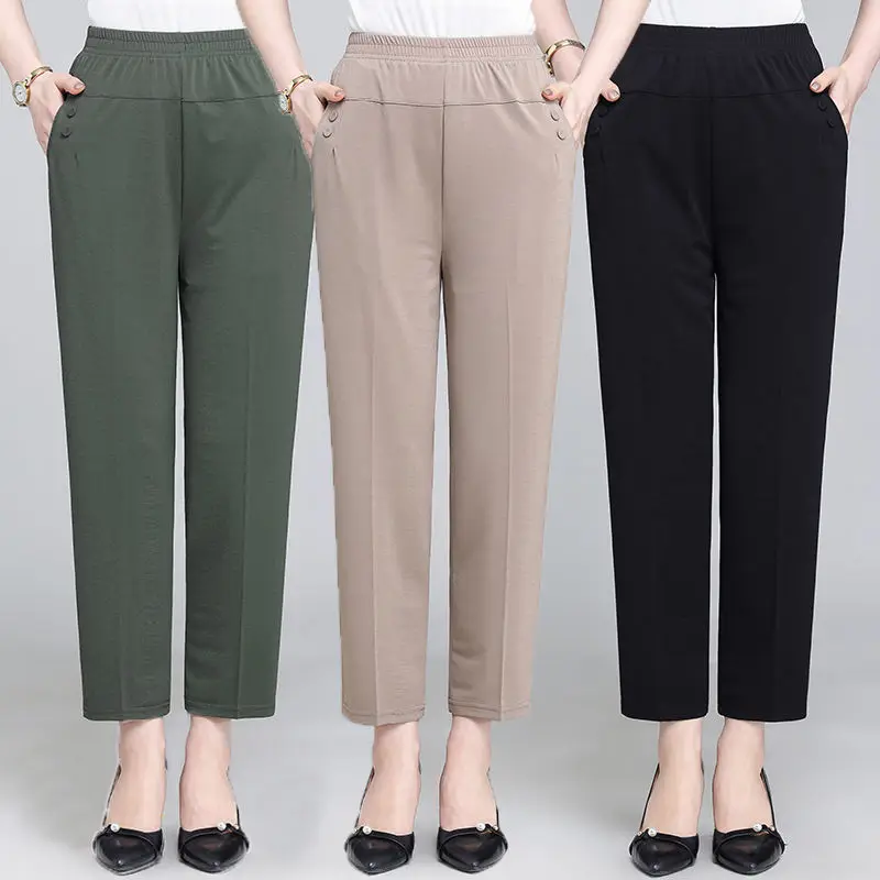 

omen Fashion With Darts Office Wear Straight Pants Vintage High Waist Zipper Fly Female Trousers Mujer Stacked Sweatpants