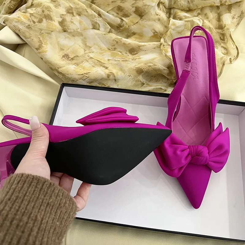 Туфли женские на тонком каблуке пикантные туфли-лодочки заостренный носок с