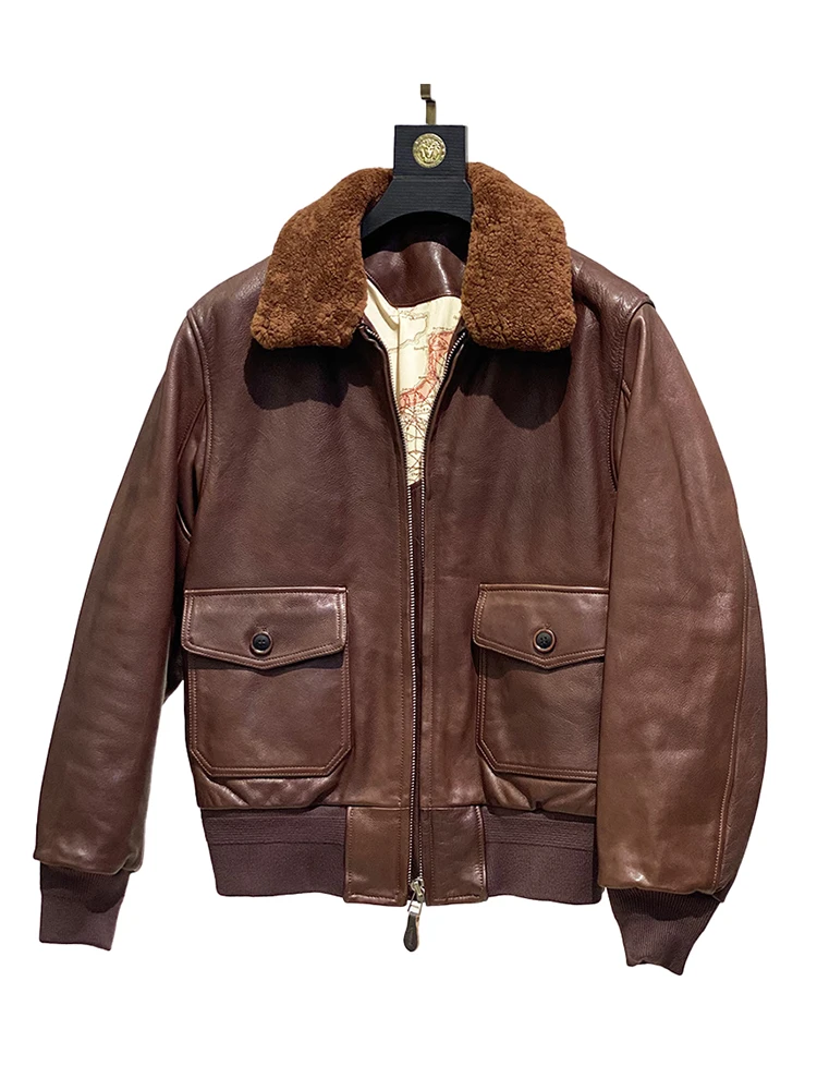 Зимнее Укороченное пальто со съемным воротником из ягненка мужские винтажные