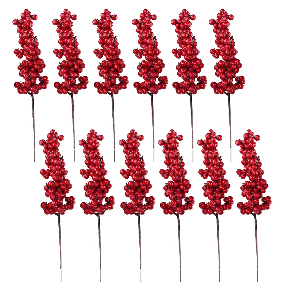 

Red Berry Berries Picks Christmas Artificial Stems Fake Stem Holly Branch Waterproof Branches Tree Wreath