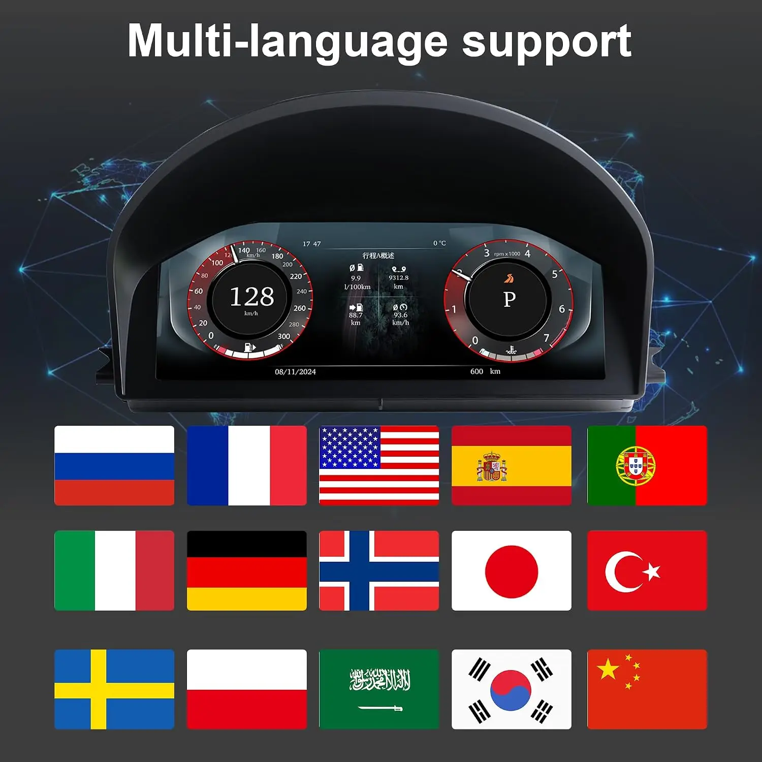 Цифровая приборная панель 12,3 дюйма для Land Rover Range Rover V8 L322 2002-2009: ЖК-дисплей, спидометр, виртуальный кокпит (art.: 3920dc0d7beee) - 3920dc0d7beee