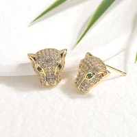 kouch 2pairs sale leopard zirconian aaa stud earrings for woman man crystal animal gothic punk piercing 2022 new design studs