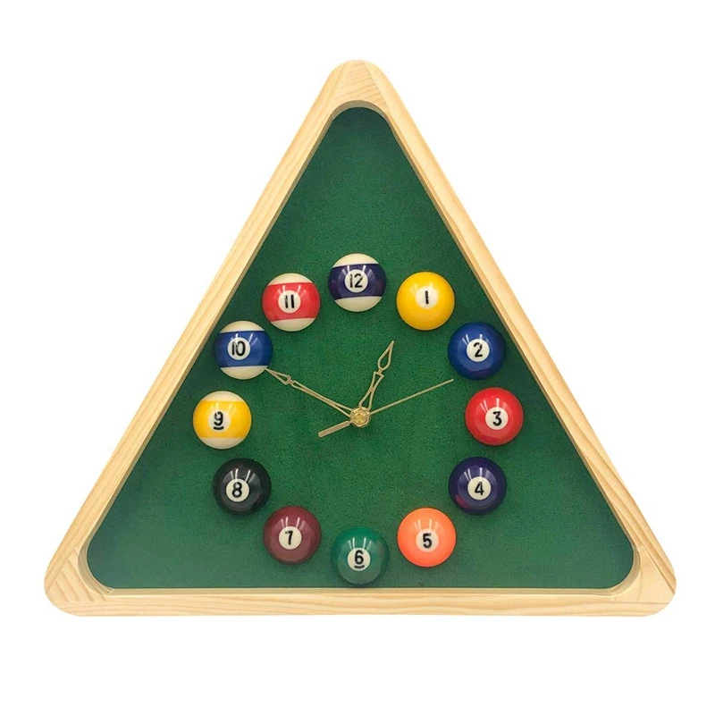 

13 Inch Billiard Quartz Clock with Solid Wood Frame Creative Wall Clock for Living Room Bedroom