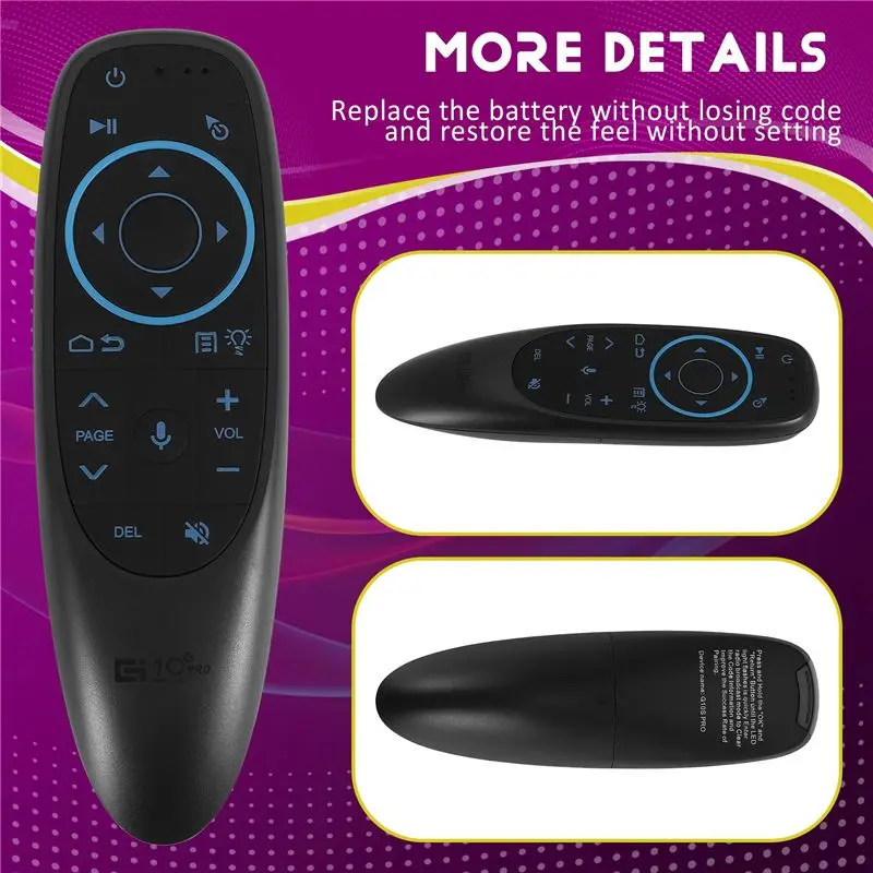 Фото ABKQ-G10S Pro BT Airmouse с подсветкой, голосовым управлением, беспроводной пульт ДУ для Google Player, ИК-обучение, гироскоп G10 для Android TV Box №2