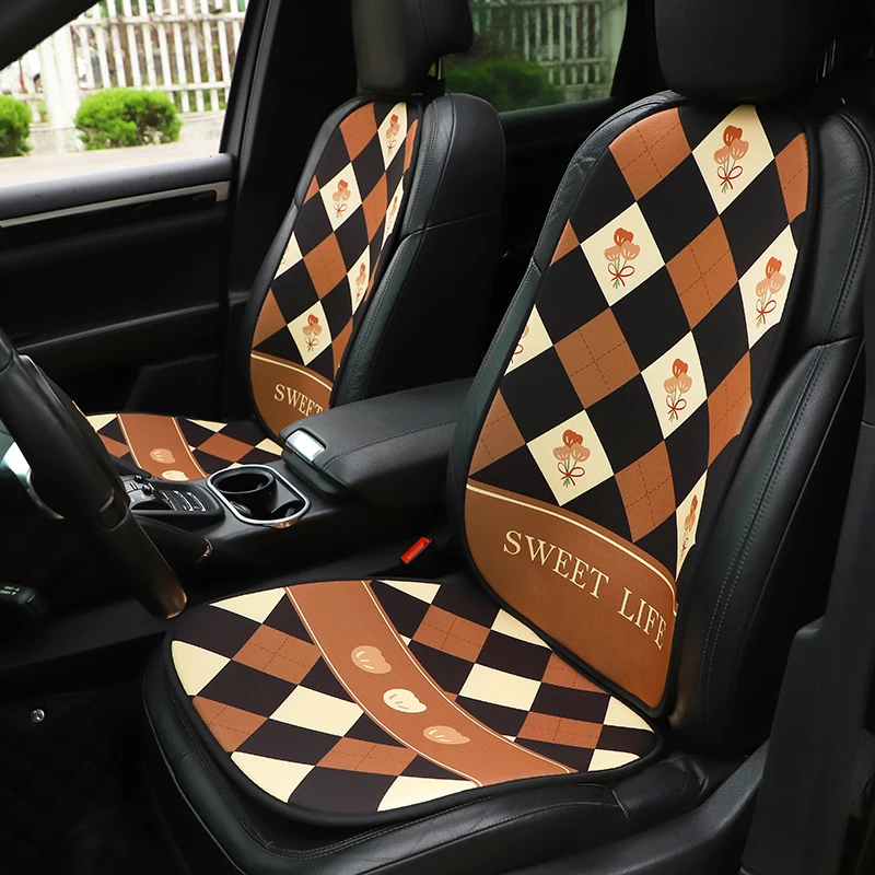 

Cartoon Flower Printed Material Comfortable Four Seasons Universal Non-slip Car Seat Cushion Cover Car Interior Supplies