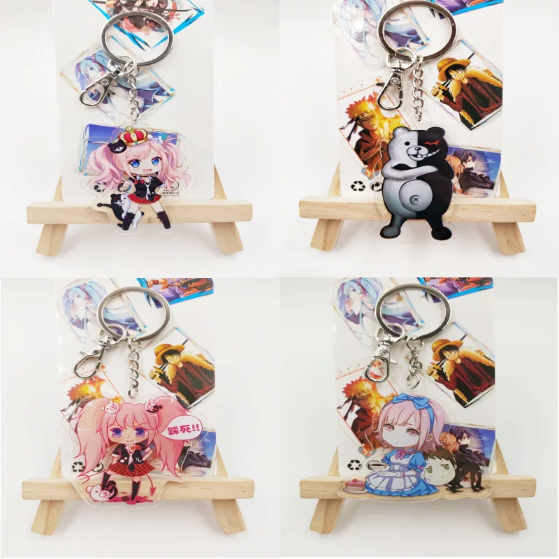 

Game Danganronpa Monokuma Maizono Sayaka Cosplay Props Keychain Enoshima Junko Pendant Key chain Acrylic Key ring Accessories