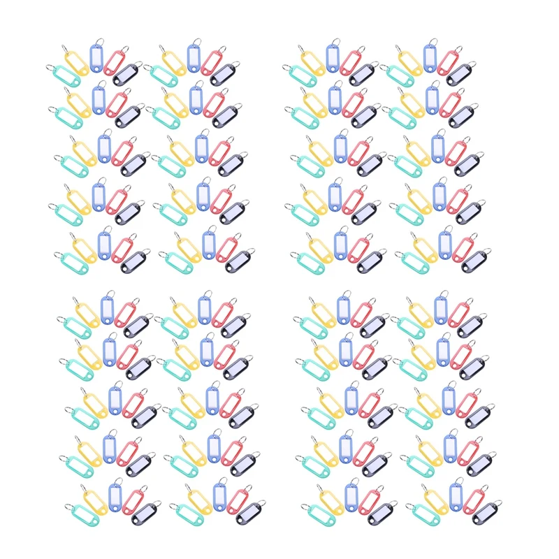 

200 Pcs Plastic Keychain Key Tags ID Label Name Tags Split Ring