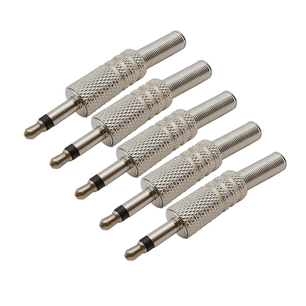 

5Pcs Metal 3.5mm 2 Pole Male Plug Mono Audio Headphone Soldering Connector for Repair Replacement Earphone Plugs DIY