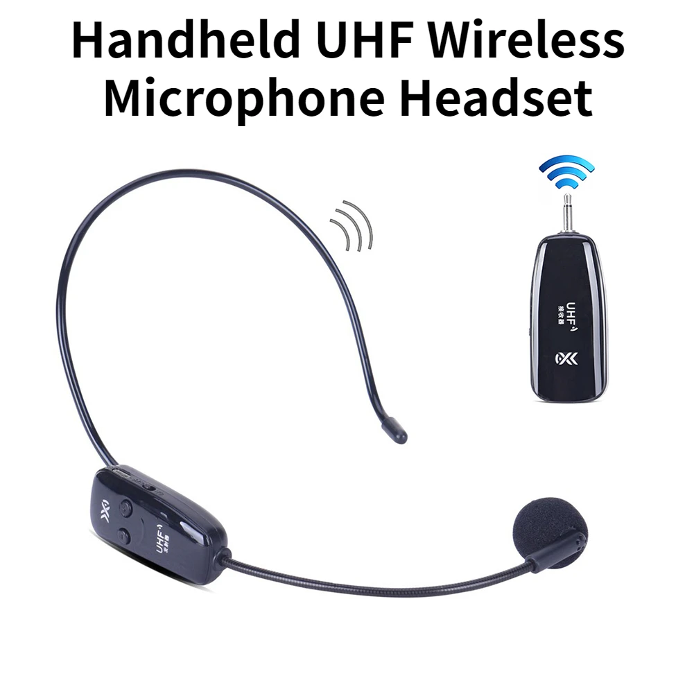 

Handheld UHF Wireless Microphone Headset Professional Head-Wear Mic 80M Range for Teaching Voice Amplifier Stage Speakers