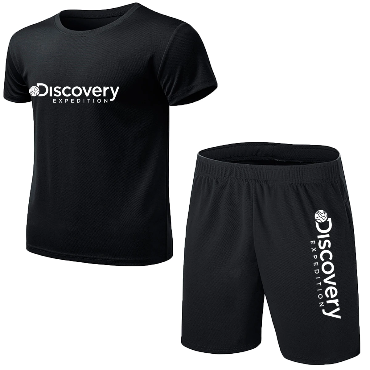 DISCOVERY- New men's suit fashion 2-piece men's street short shirt shorts casual loose clothes jogging training suit