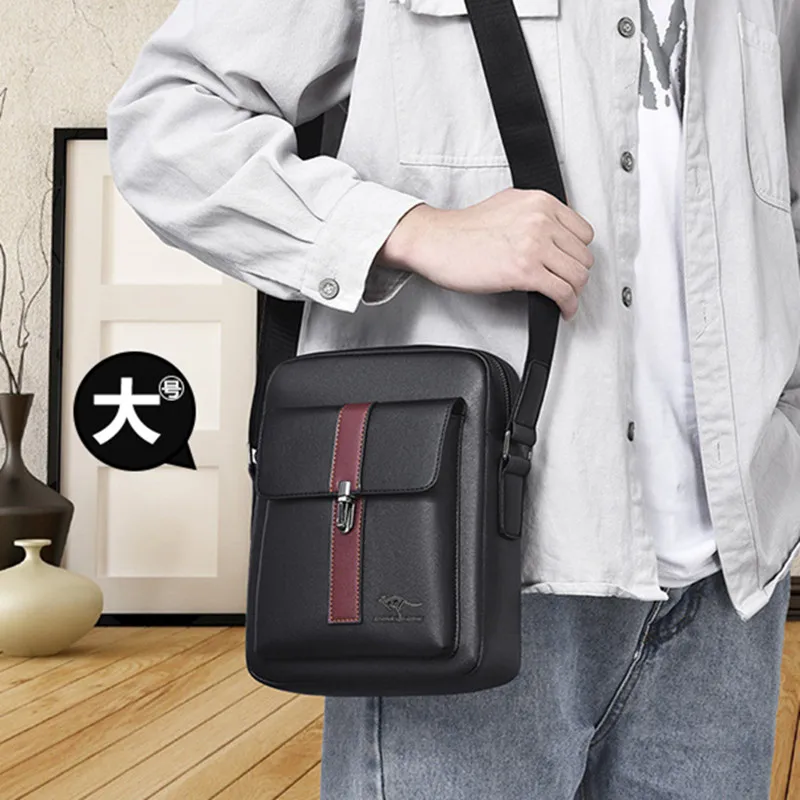 Business PU Leather Men's Shoulder Bag Husband Multi-function Crossbody Messenger Bag Luxury Male Handbag Sling Bag For Man
