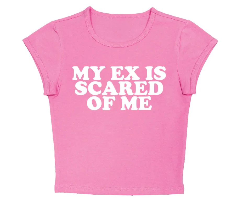 

Y2k letter print 90s personality Women crop tops pink hot Streetwear bar sexy American style High Street tee emo Casual T-shirt