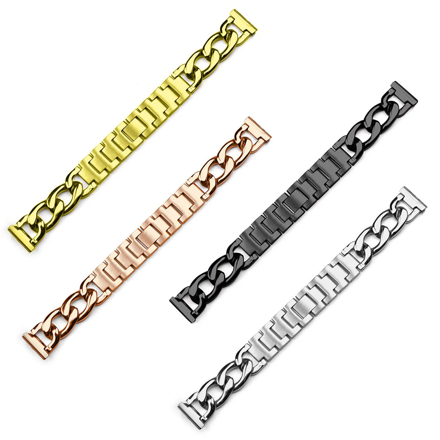 20mm 22mm Stainless Steel Chain Strap for Samsung Galaxy Watch Active 2 3 4 Gear S2 Bracelet Huawei Band GT 2e 3 Pro Amazfit Bip images - 6