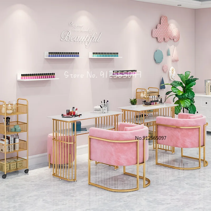

Nordic Light Luxury Marble Manicure Table and Chair Set Single Manicure Table Beauty Salon Double Nail Table Desk Manicure Table