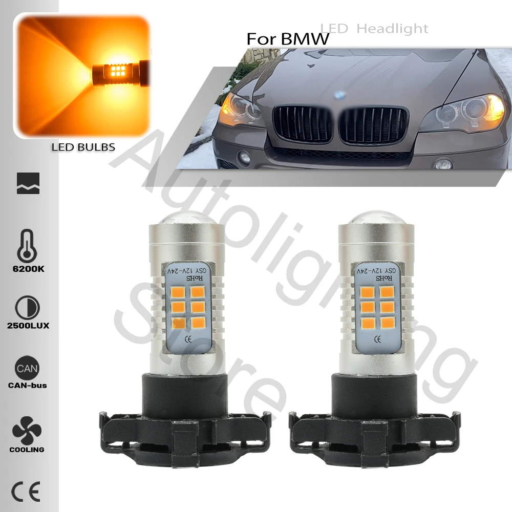 

2PCS Canbus No Error PY24W LED front turn signal Light headlight Bulb For BMW X5 E70 2007-2013 F15 X6 E71 E72 F16 Z4 E89 2009-