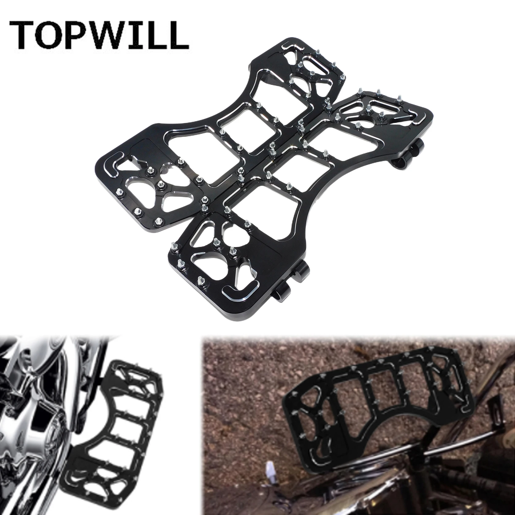

Motorcycle Front Driver Floorboards Wide Foot Pegs Stretched Footrest Pedal For Harley Touring Road Glide Softail FLST Dyna FLD