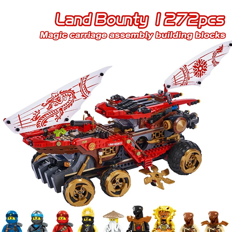 

1272pcs Ninja Series Land Bounty Chariots Building Blocks Compatible 70677 Ninja Truck Dragon Mech Bricks Toys For Boys Gifts