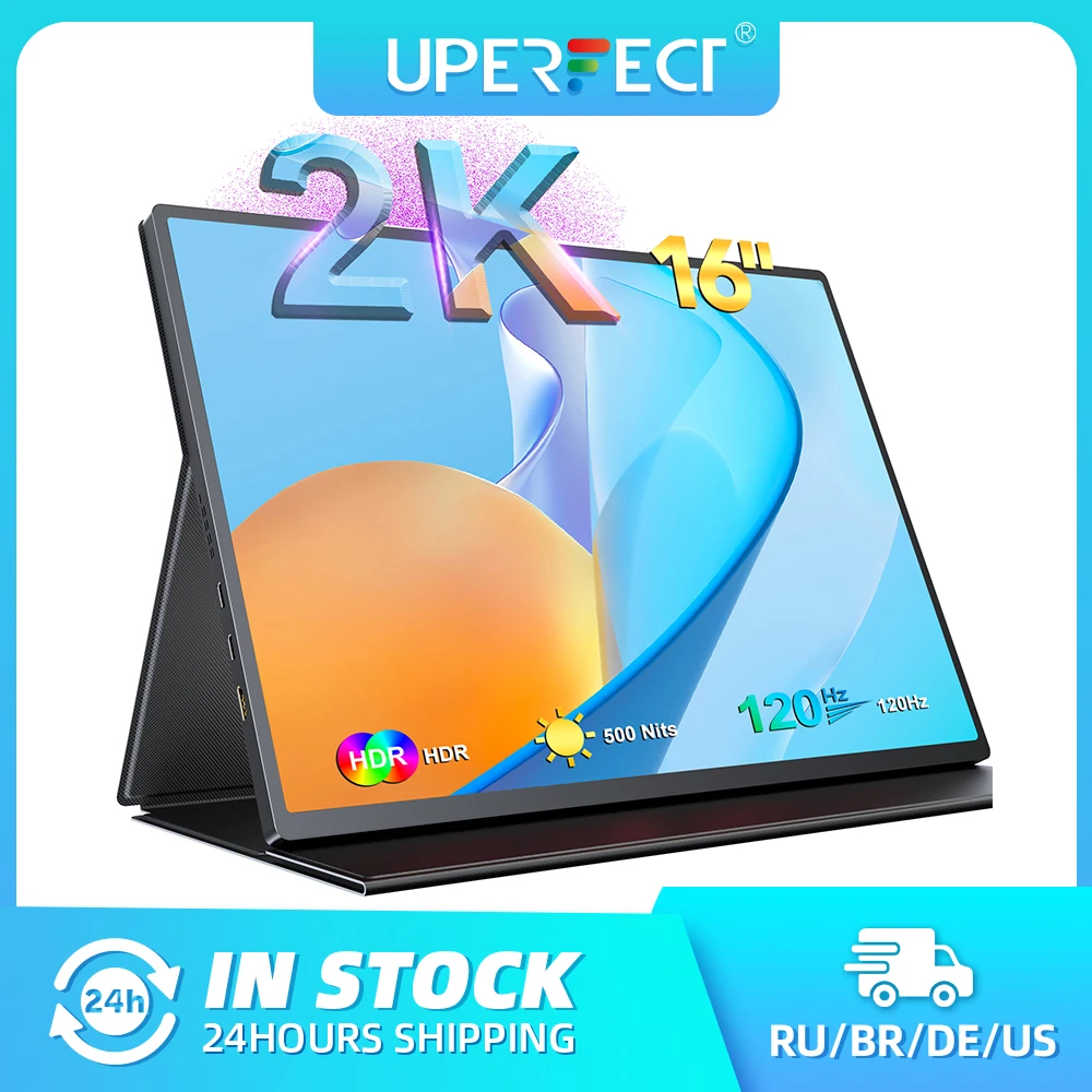 

Портативный монитор UPERFECT 2K 16 ''120 Гц 2560x1600 QHD IPS внешний второй экран с умным чехлом для ноутбука ПК MAC Xbox PS5/4