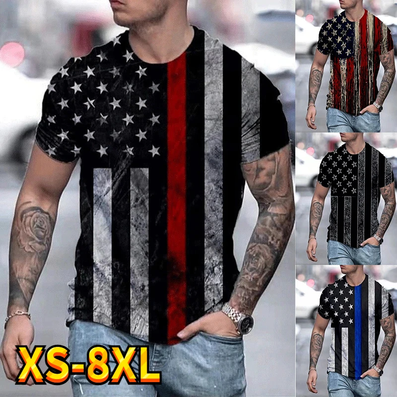 

2022 Summer Men's Fational Flag Printed Painting T Shirts Round Neck Short Sleeves 3D Printed Tops Causal Pullover Plus Size