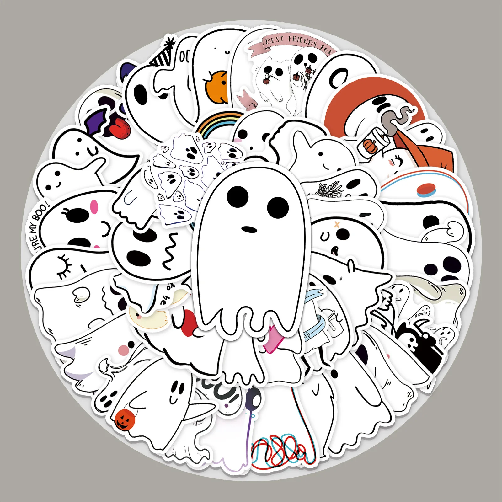 

50 Ghost Skateboards For Halloween Cartoon Stickers Cute Waterproof Kids Toys Stationery Decorative Mobile DIY Craft Label