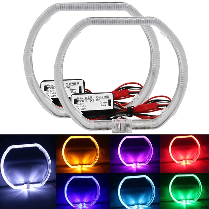 76 Мм Квадратные Светодиодные Ангельские Глаза С Акриловыми Крышками Набор Колец