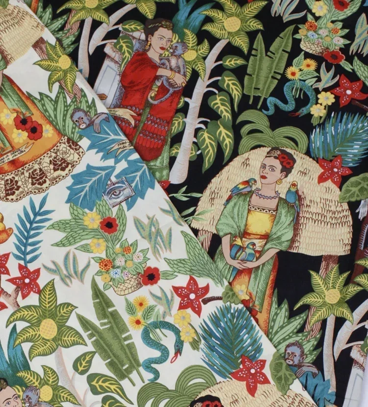 

Ткань ручной работы в европейском и американском ретро стиле, поплин с принтом из эластичной саржи, ткань для шитья платья