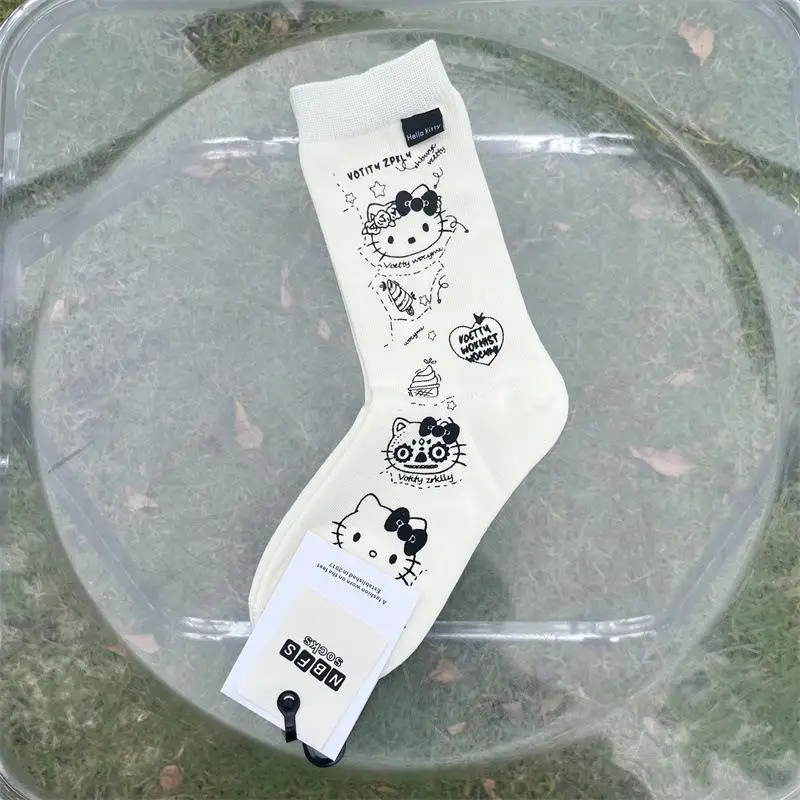6 шт. Sanrio четыре сезона средние носки Kawaii Hello Kitty мультфильм анти-запах дышащие
