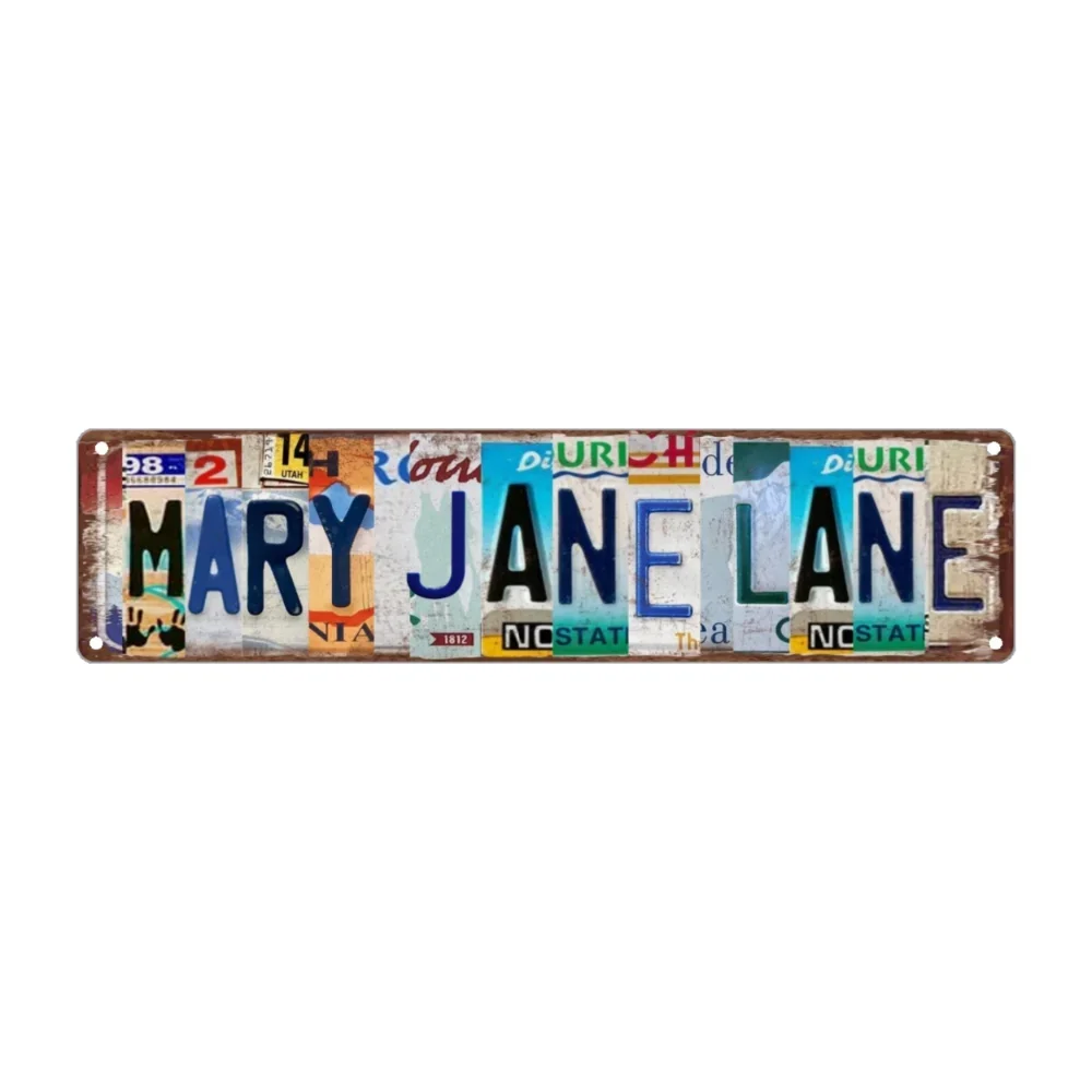1 шт. металлическая жестяная вывеска Мэри Джейн Lane (15 75 x 3 94 дюйма/40x10 см) новинка