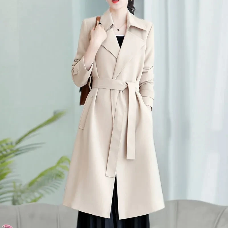 

2022 Spring Autumn New Trench Coats Womens Fashion Temperament All-match Casual Windbreaker Jackets Plus Size Long Overcoat
