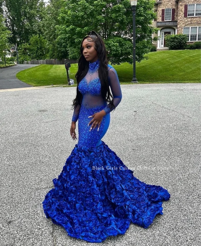 Роскошное сексуальное платье-Русалка для выпускного вечера 2024 сокровенное синее
