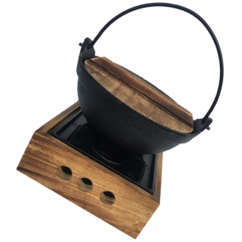 

Sukiyaki Outdoor Cookware Practical Stockpot Soup Pot Small Cast Iron Pots Wood + Iron Cast Pot Iron Pot Non-sticky Pot
